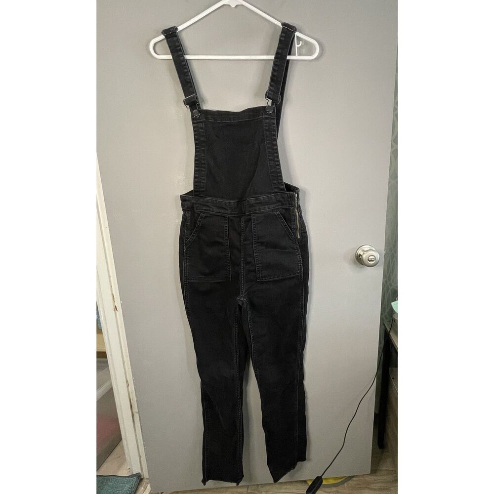 Madewell Womens S Black Raw Hem Denim Overalls READ